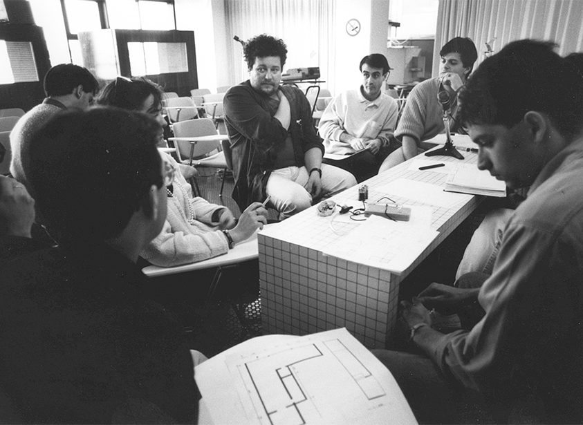 Philippe Starck gives a lecture to students at Domus Academy